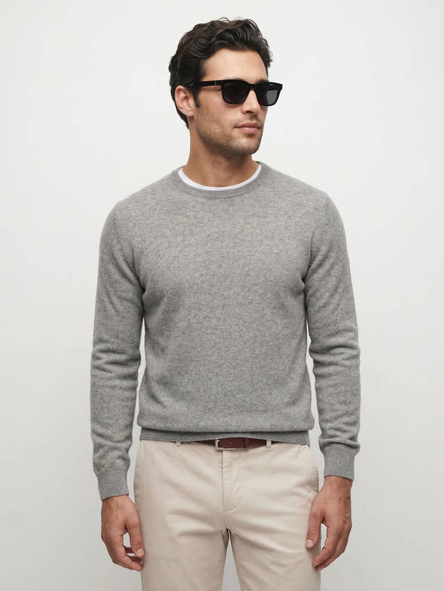 Jersey de cuello redondo de cachemira mongola