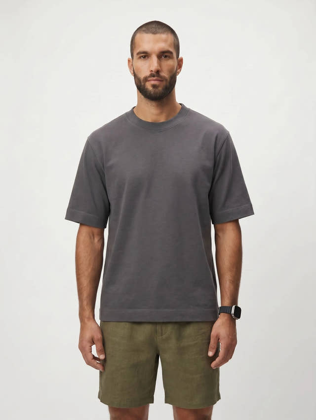 T-Shirt aus 100 % Bio-Baumwolle, schwere Qualität, Rundhalsausschnitt