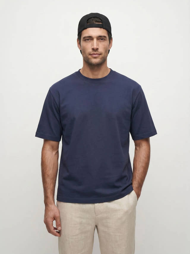 T-Shirt aus 100 % Bio-Baumwolle, schwere Qualität, Rundhalsausschnitt