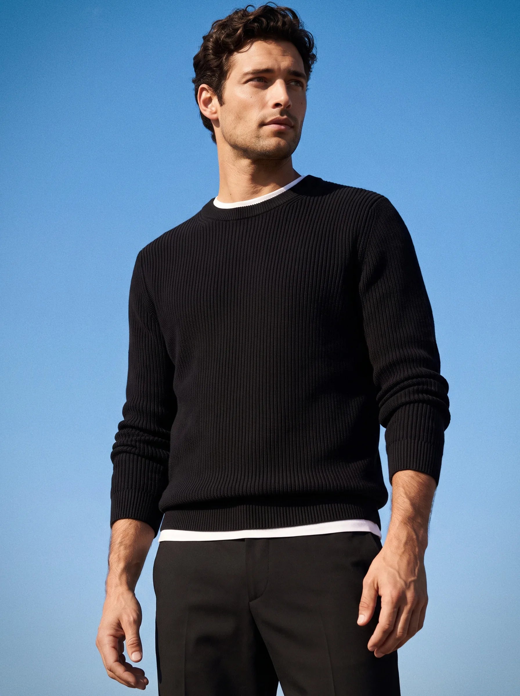 Organic Cotton Ribbed Crewneck Sweater