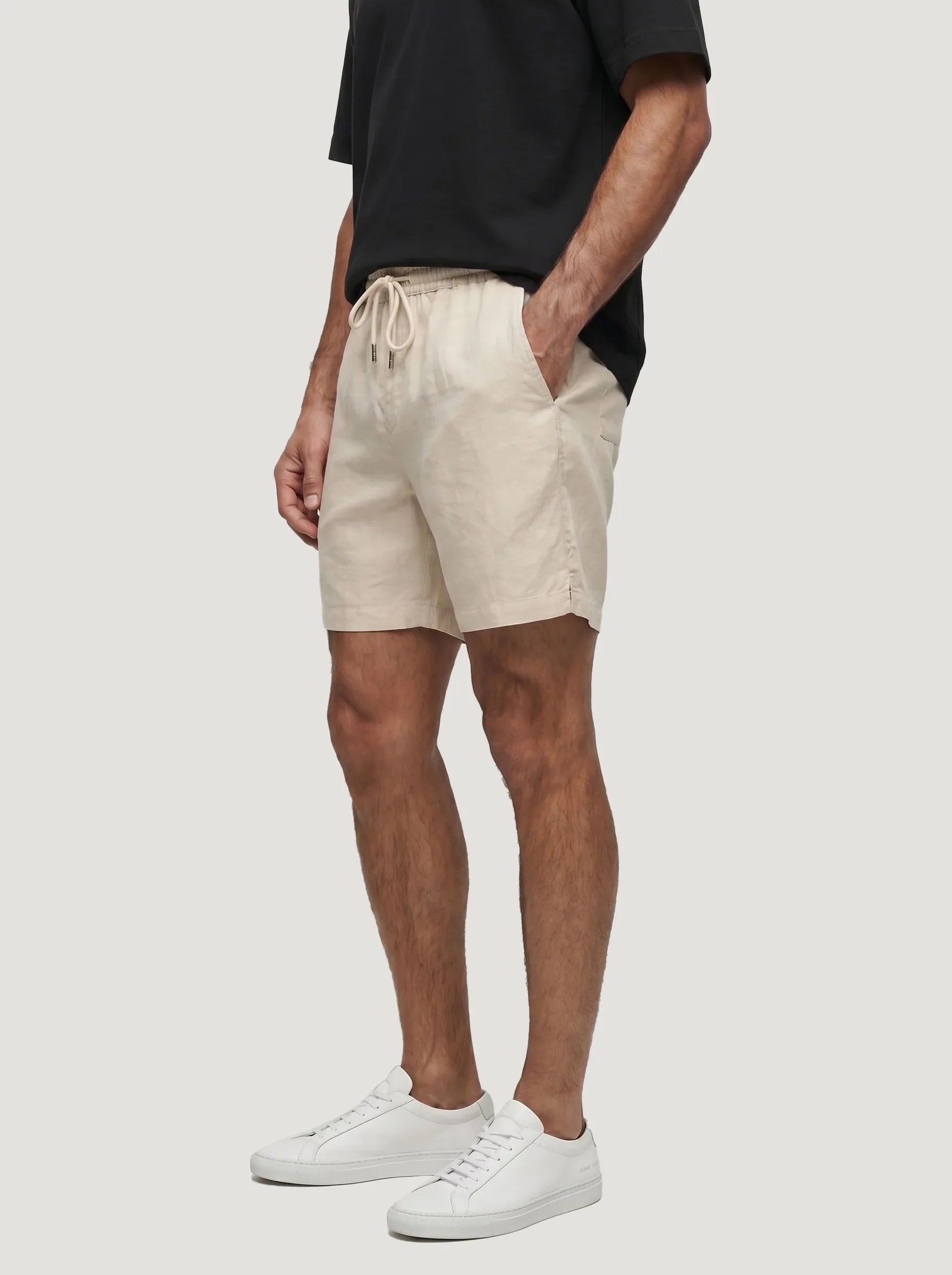 Shorts mit Kordelzug aus 100 % europäischem Leinen — 2er-Pack