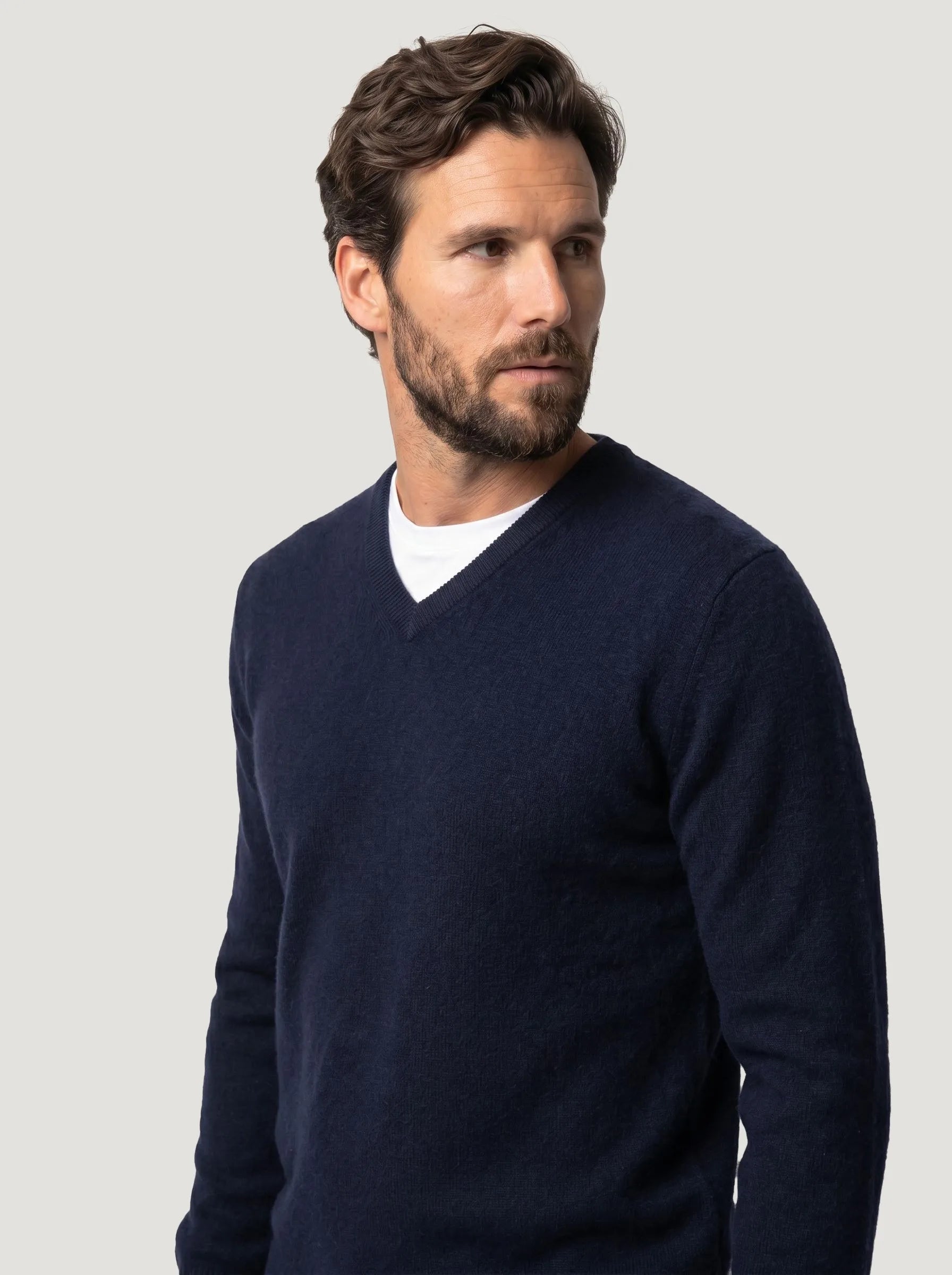 Mongolian Cashmere V-Neck Sweater