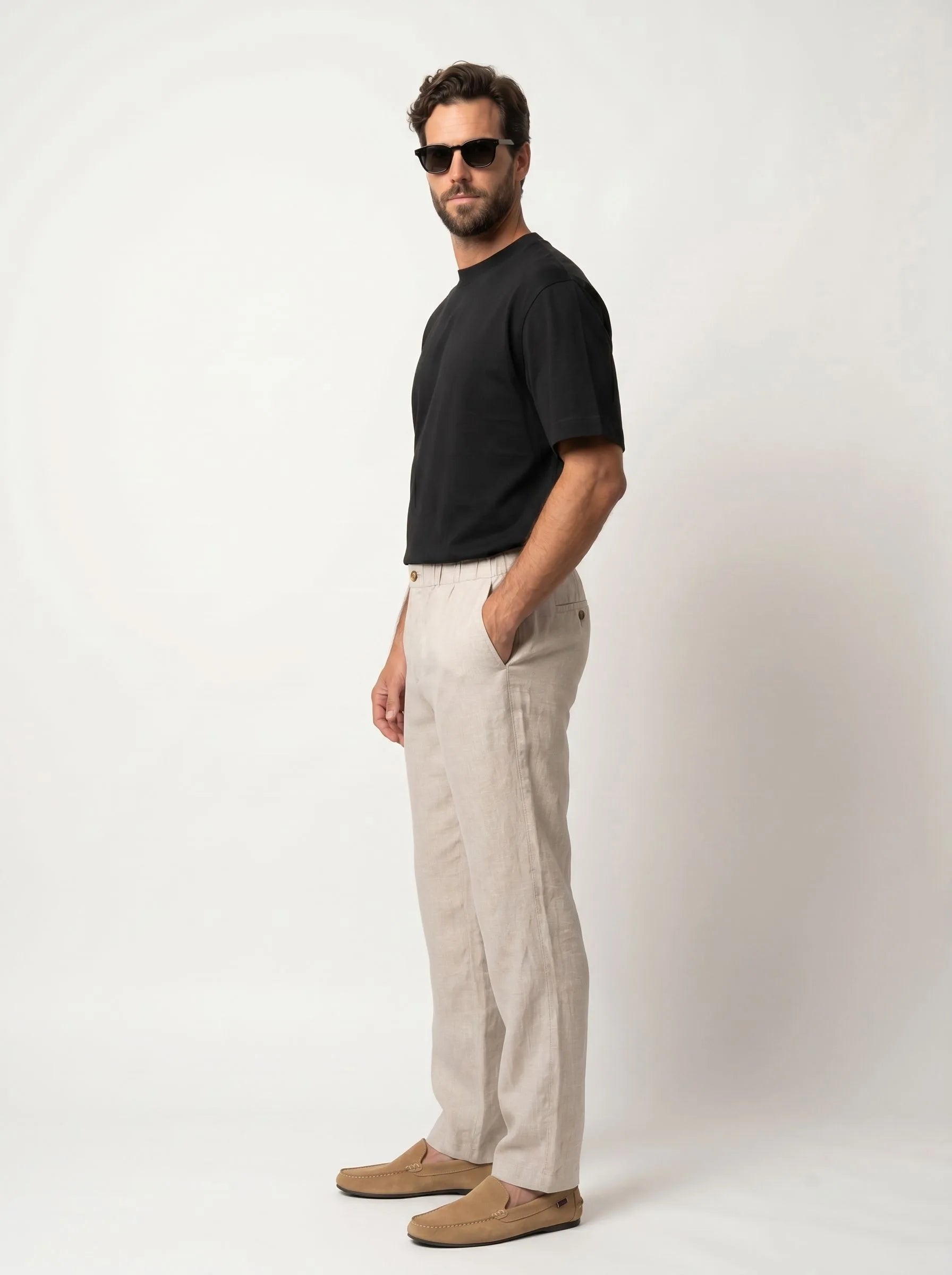 Elegante Hose aus 100 % europäischem Leinen