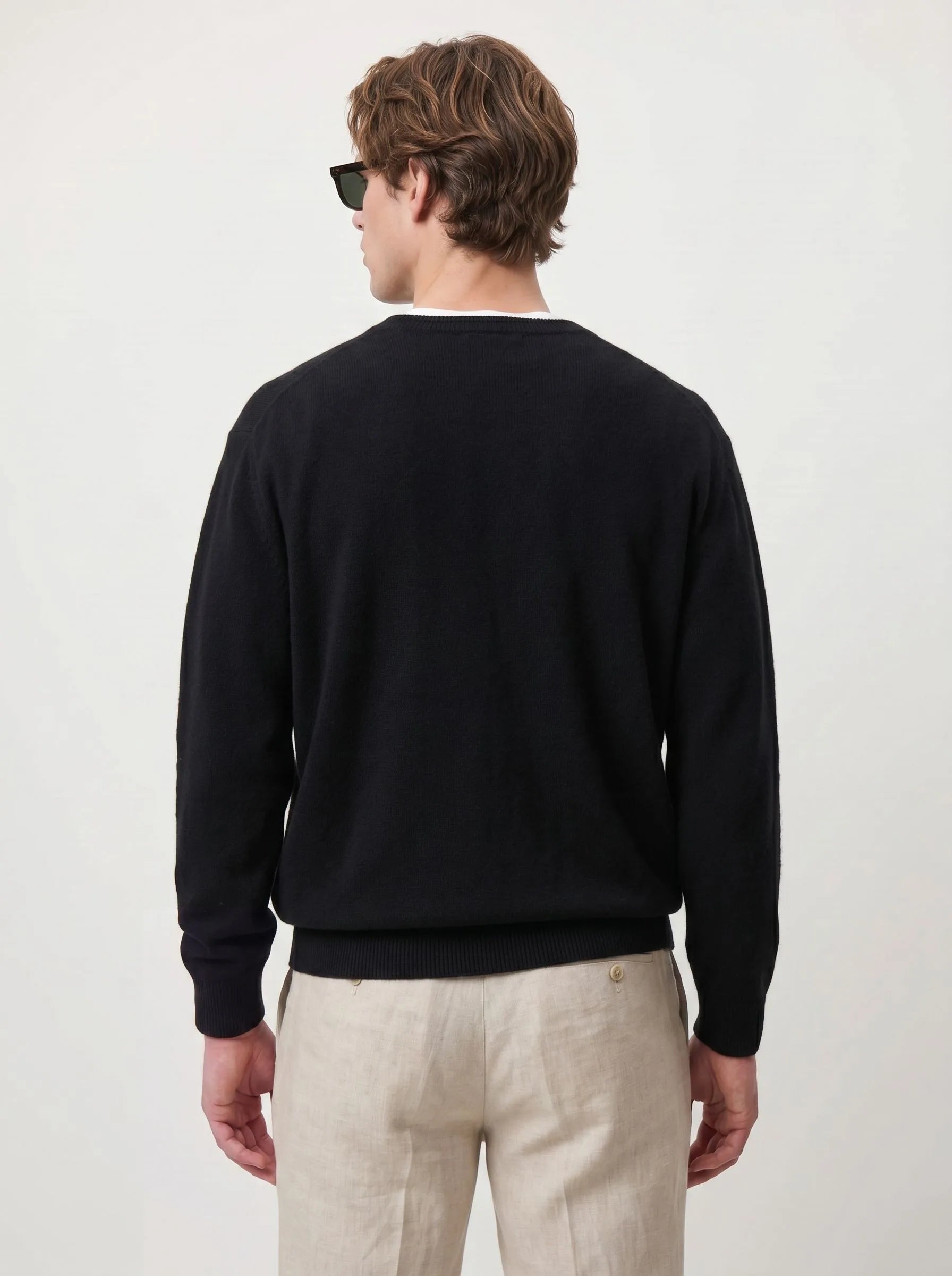 Jersey de cuello redondo de cachemira mongola