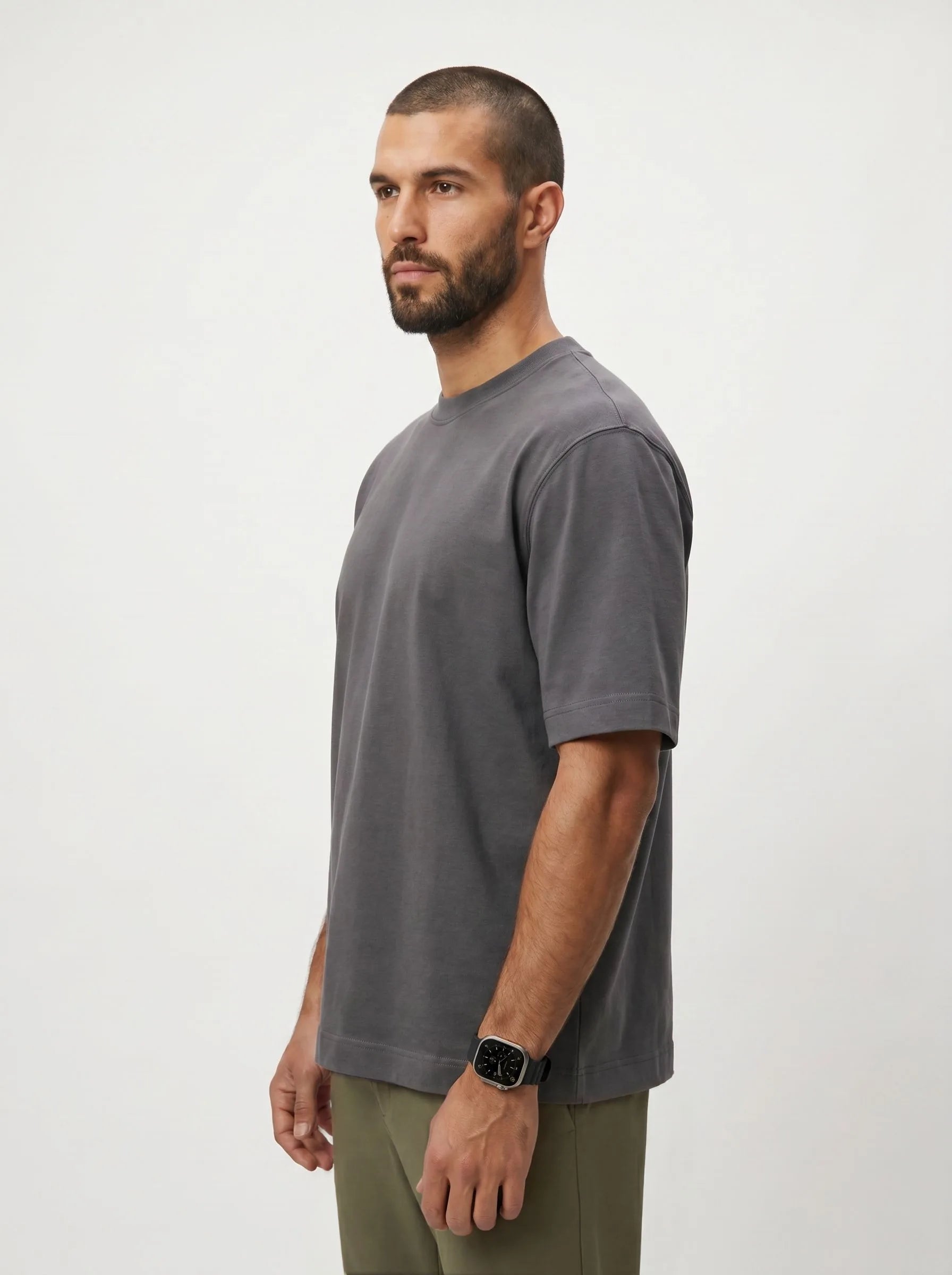 T-Shirt aus 100 % Bio-Baumwolle, schwere Qualität, Rundhalsausschnitt